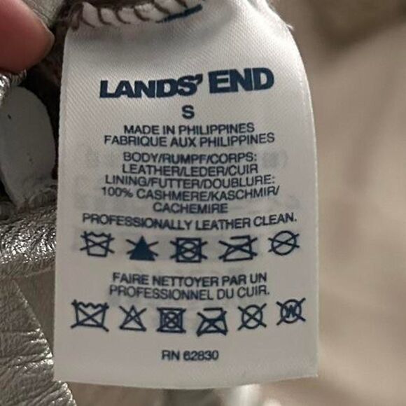 Cozycore Luxe Lands’ End Cashmere Touch-Screen Gloves Silver Leather Trim XS/S - Picture 6 of 6